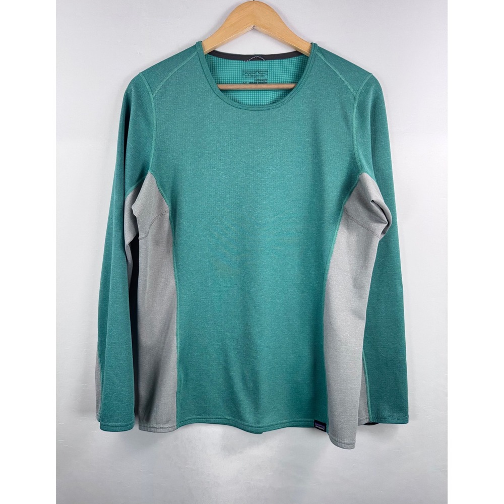 Patagonia Capilene Midweight Baselayer‎ sz L Teal Grey Polartec outdoor